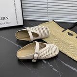 Woven Hollow Bag Head Cool Slippers Women 2025 New One-Word Single Shoes Casual Hole