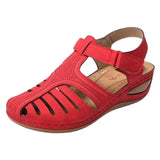 Summer New Large-Size Hole Shoe Bag Head Retro Sandals Magic Sticker Hollow Slope And Round Head Women's