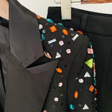 Fashion New Heavy Industry Nails Color Diamond Repair Suit Jacket Micro-Thorn Trousers Set