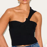 Fish Bare Back One-Shoulder Vest Summer Must-Have Hottie Style Out Of The Street Sexy Simple