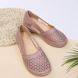 Summer Large-Size Casual Sandals Women's Slope Hollow Pure Color Single Shoes Low-Heeled Sandals