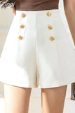 Women's Pants 2023 Summer Stretch Button Up Wide Leg Pants Women's High Waist Suit Short Women Solid Zipper Basic Sexy Shorts