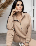 And Autumn 2025 Fashion Casual Hoodie Two Sets Of Long-Sleeved Solid Color Grip Velvet Feet Leisure