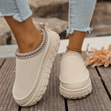 Thick Bottom Slippers Women In The Autumn And Winter Of 2025 New With Velvet Thicken And Warm Cotton Slippers