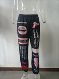 Printed Fashionable Elastic Waist Sports Harem