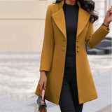 And Winter Long Korean Version Of The Lady's Collar Showing Thin Solid Color Slim Woman's Hair Coat