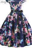 Women Vintage Dress White Polka Dot Summer Dresses Pin Up Print Retro 50s Rockabilly Party Sundress