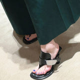 Generous High-Heeled Women 2025 New Coarse Man With Flip-Flops And Black Tea Green After Tripling