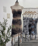 Shooting Sexy Sling Dress Girl Summer Babes Thin With Chest Cushion Lotion Side Ribbon Mesh Vest Dress