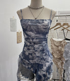 Sling Sleeve Vest Women Wearing Slimming Net Yarn Irregular Ribbon Sleeveless Top