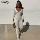 Solid Bodycon Jumpsuit For Women‘s Clothing Casual Skinny Slim Rompers 2023 Y2K Playsuit Activity Streetwear