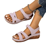 New Large-Size Casual Fish Mouth Sandals Roman Sandals Wearing Magic Sticker And Thick-Soled Sandals