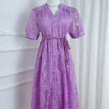 High-End Temperament Dress 2025 Summer Fashion Strap To Waist Single Buckle Embroidery Mesh Long Dress
