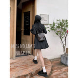Sleeve Dress Women Notched Mini Elegant Korean Style All Match Autumn Popular Vintage Leisure Girlish Street Wear