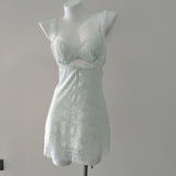 Pastoral V-Neck Lace Sweet Princess Pyjamas Female Home Dress Pure Lace Tective Tective Tective Sling Aja