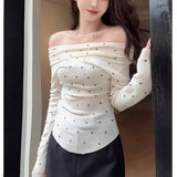 Girl Wind Polo Collar Five-Point Sleeve Folded Sleeves Folded Striped Cool Slim Waist Shirt Thin