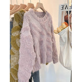 Waterproof Velvet Round Collar Knitted Sweater For Autumn And Winter
