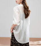 New Sky Silk Sun Protection Shirt Women Summer Long-Sleeved Ice Silk Breathable Cool Blouse Lady Loose
