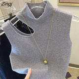 Vests Women Tender Sexy Solid Feminine Popular Korean Style New Arrival Inside Slim Knitwear Casual Hot Sale Autumn