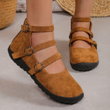 Retro Double Button Cloth Shoes Single Shoes 2025 Large Square Light Mouth