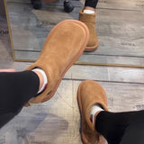 Cotton Shoes 2025 Winter New Baicai Birken Shoes Plus Velvet Warm Flat Bottom Leisure Short Boots