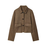 New Women's Casual Simple Anti-Velvet Effect Short Long-Sleeved Jacket