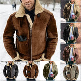 Leather Velvet Men's Coat Station Winter Warm Jacket Thick Collar Hit Six Colors Seven