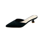 Half-Shoe Woman 2025 Summer New Large-Size Pointed Thin And Shallow Cloth Cloth Muller Shoes And