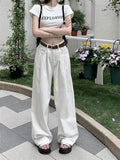 Zingj Denim Pants Women's Summer 2024 New High Waist Loose Straight Pants Down Wide Legs Drag The Floor Casual