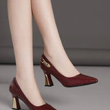 Fine Heeled And Shallow-Mouth Single-Shoe Women's 2025 New Large-Size Temperament High-Heeled Shoes Professional Four-Season Women's