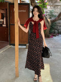 Xixi 2025 Spring New Retro High-Rise Sling Dress Print Pure Desire Holiday Dress Women