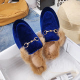 Rabbit Plus Plus Plush Bag Head Half Slippers Female Flat Base Lazy Outside Wearing Muller Shoes Size
