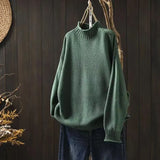 Retro Half-High Sweater Women Loose Large Plate Type 2025 Autumn And Winter Casual Knitted