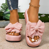 Summer New Thick-Soled Women's Sandals Women's Beach Shoes Large-Size Slippers To Learn Women's Bow Cool