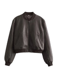 Street Short Dress 2025 Autumn Collar Locomotive Bomber Jacket Women's Top