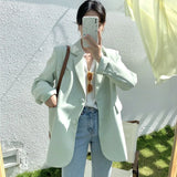 Women Spring Solid Color Elegant Blazer Jacket Office Lady Long Sleeve Outwear