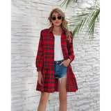 Spring And Summer Cake Dress Plaid Shirt Long Sleeve Single-D Row Buckle Women's