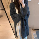Languid Wind Long Sweater Coat Women's Autumn And Winter New Loose High-End Feeling Thick Knitted Open
