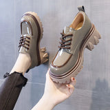 Small Leather Shoes Female English Wind 2025 New Autumn Color Fashion Coarse Heel Thick-Bottomed High-Le-Fulford
