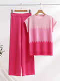 Suit Casual Collar Three-Sleeved Knitted Shirt High Waist Thin Leg Trousers Two
