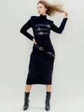 Spring 2025 New Personality Trend Wind Collar Splicing Design Sense Slim Thin Long Sleeve Dress