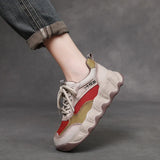 Layer Cow Skin 2025 Autumn New High Soft-Soled Soft-Sided Casual Sports Women's Shoes Old Dad Shoes Round
