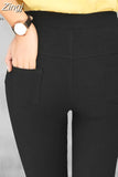 New Autumn Pencil Pants Women High Waist Jeans Pants Full Length Slim High Elastic