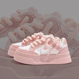 High-Board Shoes Women 2025 Autumn New Small Pink Sports Casual Shoes Hit The Color Of Small White
