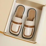 And Autumn New Bag Head Half Slippers Female British Style French Way Lazy Outside Wearing A Foot Pedal Muller Shoes Large-Size