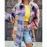 Zingj Years Of Fashion Wind Autumn And Winter Woolen Print Casual Fashion Lapel Long Sleeve Coat