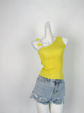 Zingj Color Lemon Yellow Vest Female Dopamine Wear With Stereo Flower Sling Handmade Hook Flower Diagonal Shoulder