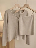 Zingj Texture Two-Piece Set Of Halter Vest Knit Cardigan Female Autumn 2024 New Women's Sweater Suit