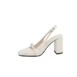 Design Temperament High Heels Spring And Summer New Retro Simple Casual Square Head Heightening Legs Long