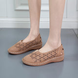 Casual Flat-Bottomed Hollow Hole Shoes Women Retro Round Head Pedal Lefu Shoes Lazy Single